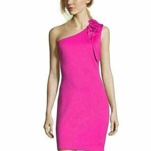 Eliza J Vibrant Pink One-Shoulder Dress